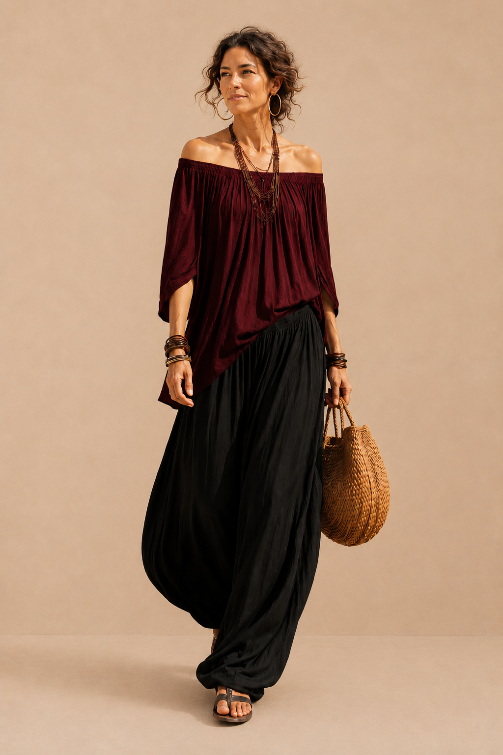 Conjunto Luna | Hombros descubiertos y Pantalón fluido