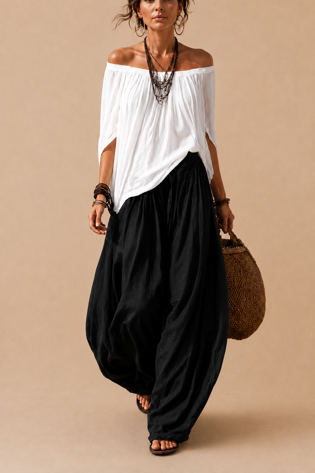 Conjunto Luna | Hombros descubiertos y Pantalón fluido