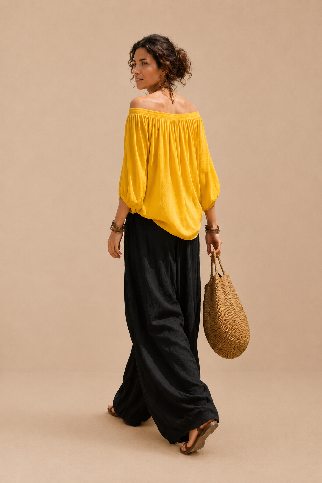 Conjunto Luna | Hombros descubiertos y Pantalón fluido